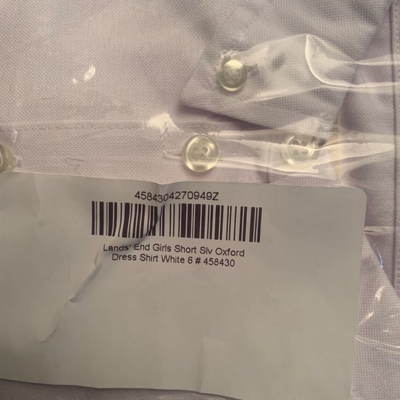 NWT LANDS' END GIRL'S SHORT SLEEVE OXFORD DRESS SHIRT WHITE 6 - Picture 5 of 6